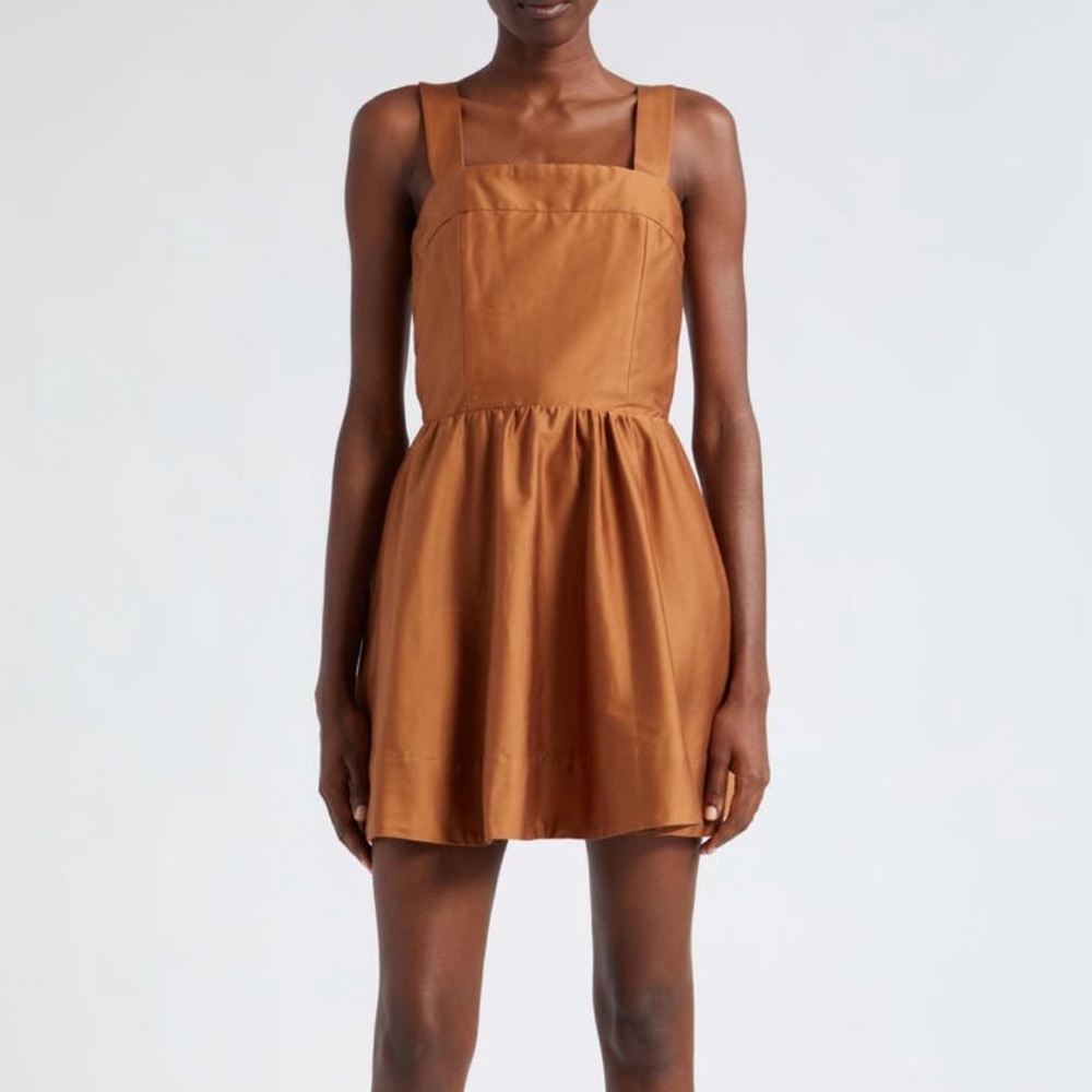 Alice + Olivia Saige Lace-up Back Poplin Minidress